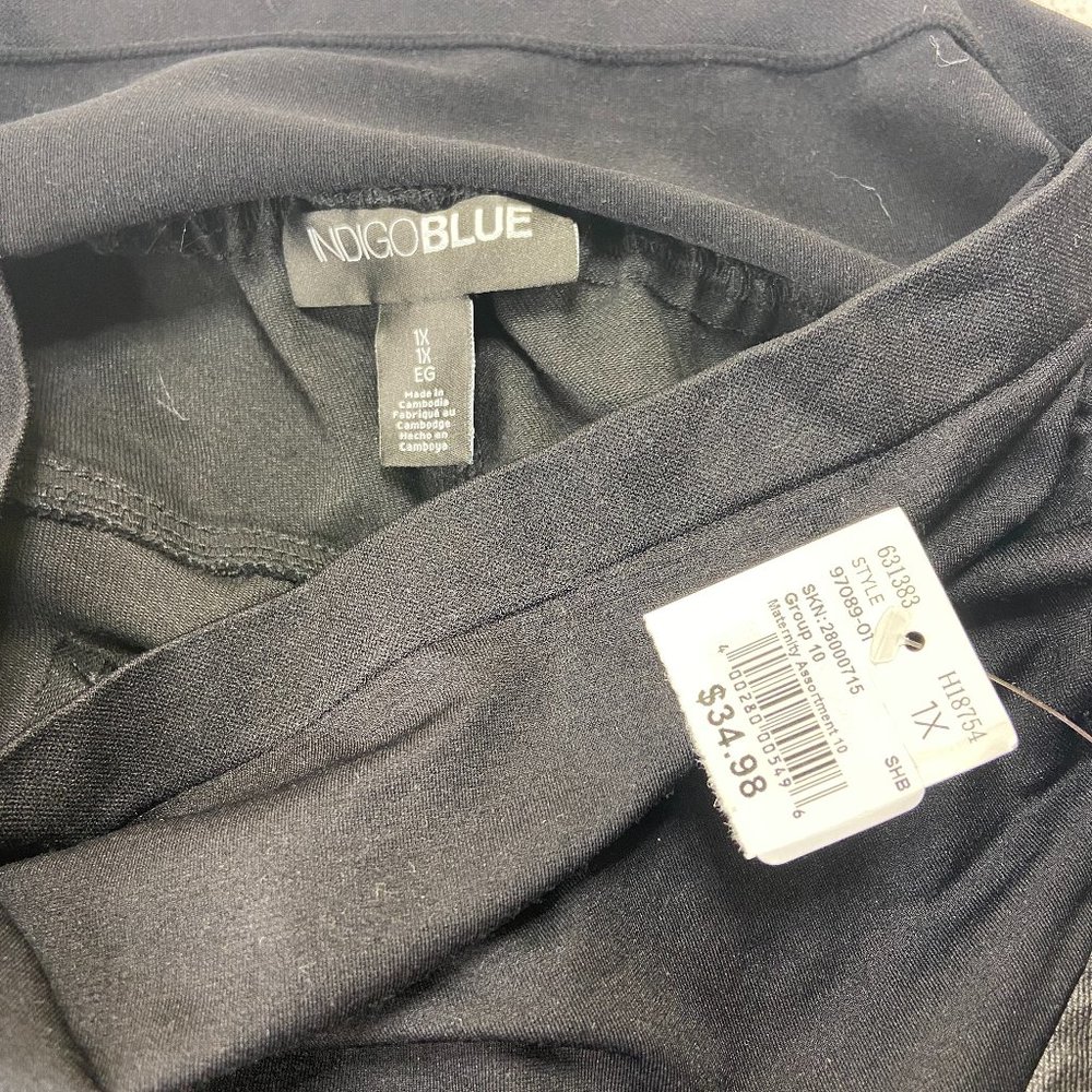 Motherhood Plus Size Indigo Blue Coated Skinny Leg Ankle Pant Black 1X - Picture 11 of 13